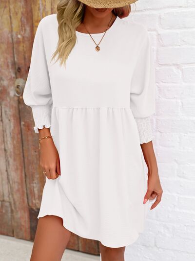 swvws Round Neck Lantern Sleeve Mini Dress