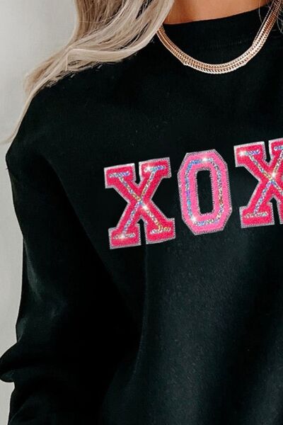 swvws XOXO Round Neck Long Sleeve Sweatshirt