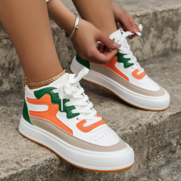 swvws - White Green Casual Patchwork Frenulum Round Comfortable Out Door Shoes