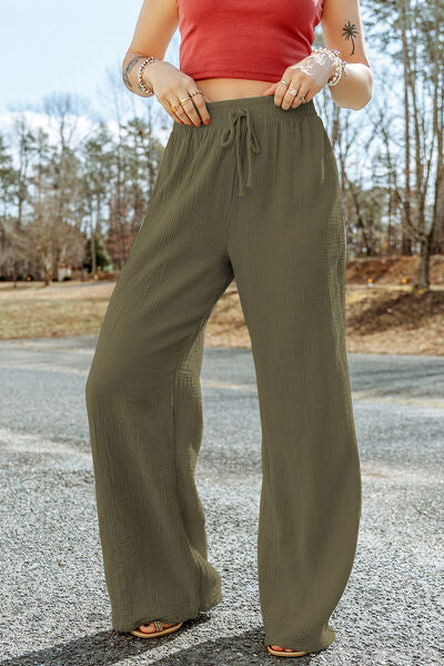 swvws Texture Tied Wide Leg Pants