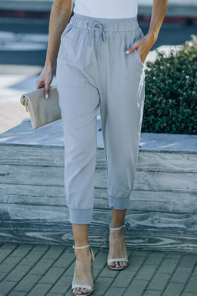 swvws Drawstring Pocketed Cropped Pants