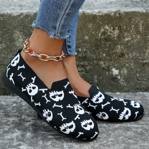 swvws - Halloween Black Casual Patchwork Round Comfortable Shoes