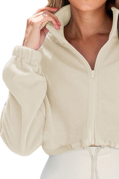 swvws Drawstring Zip Up Dropped Shoulder Outerwear