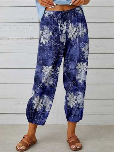 swvws Printed Tied Cropped Pants