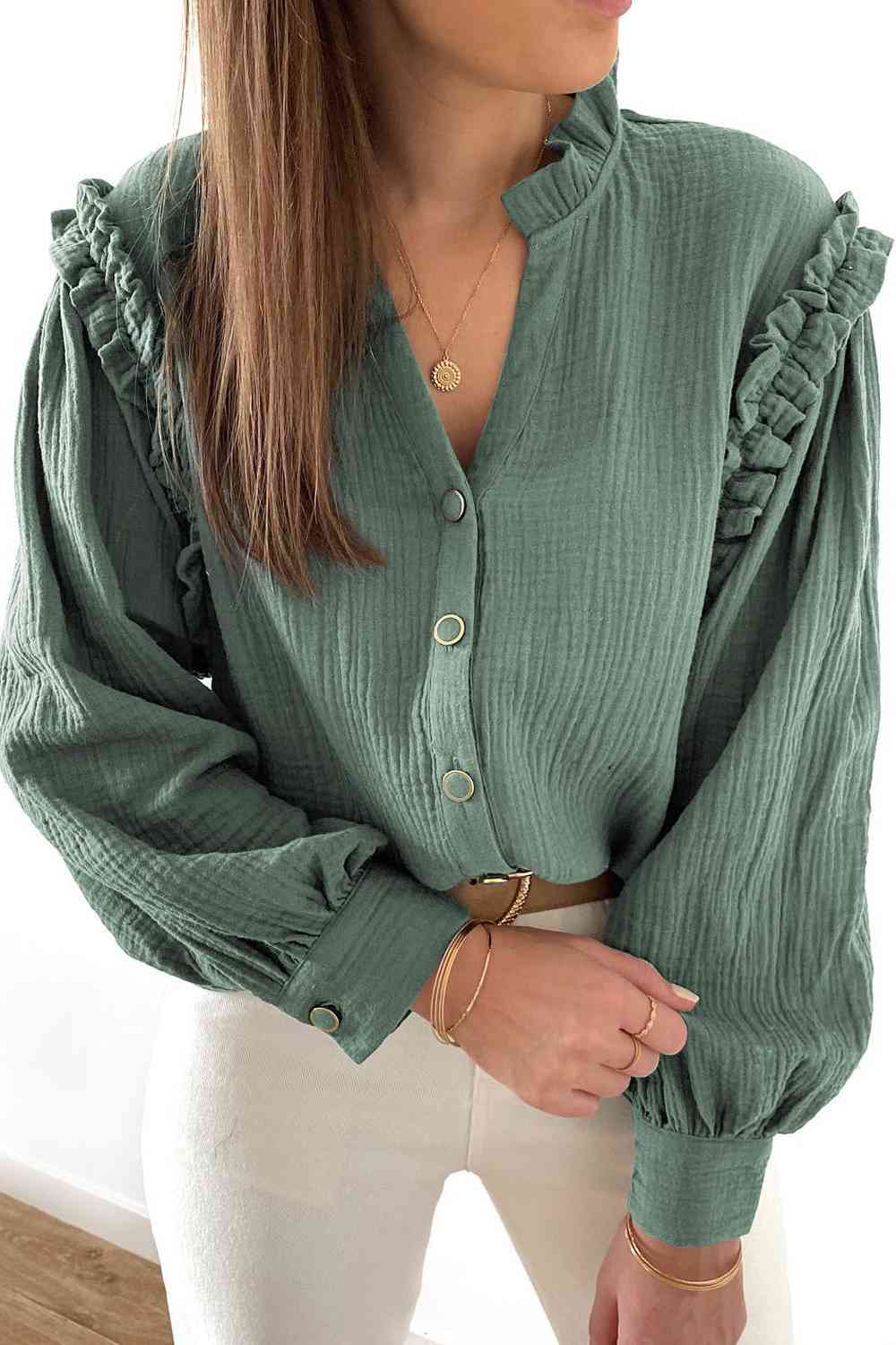 swvws Long Sleeve Buttoned Top