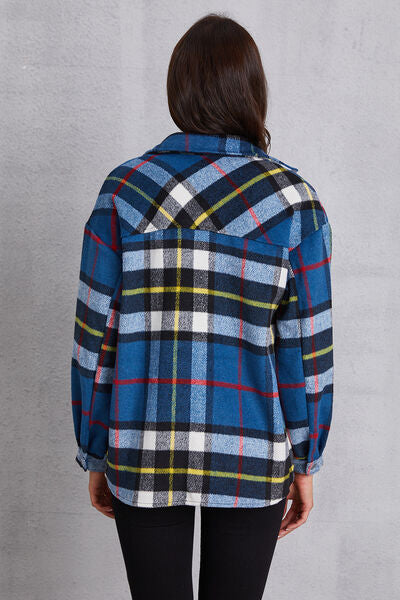 swvws Plaid Button Up Dropped Shoulder Jacket