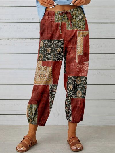 swvws Printed Tied Cropped Pants