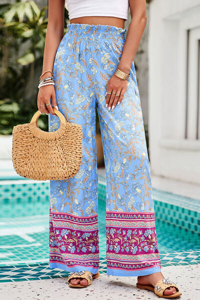 swvws Printed High Waist Wide Leg Pants