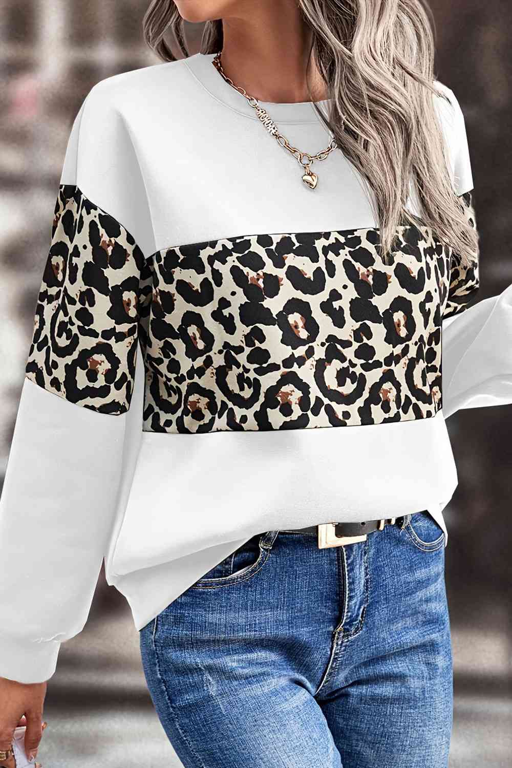 swvws Leopard Dropped Shoulder Sweatshirt