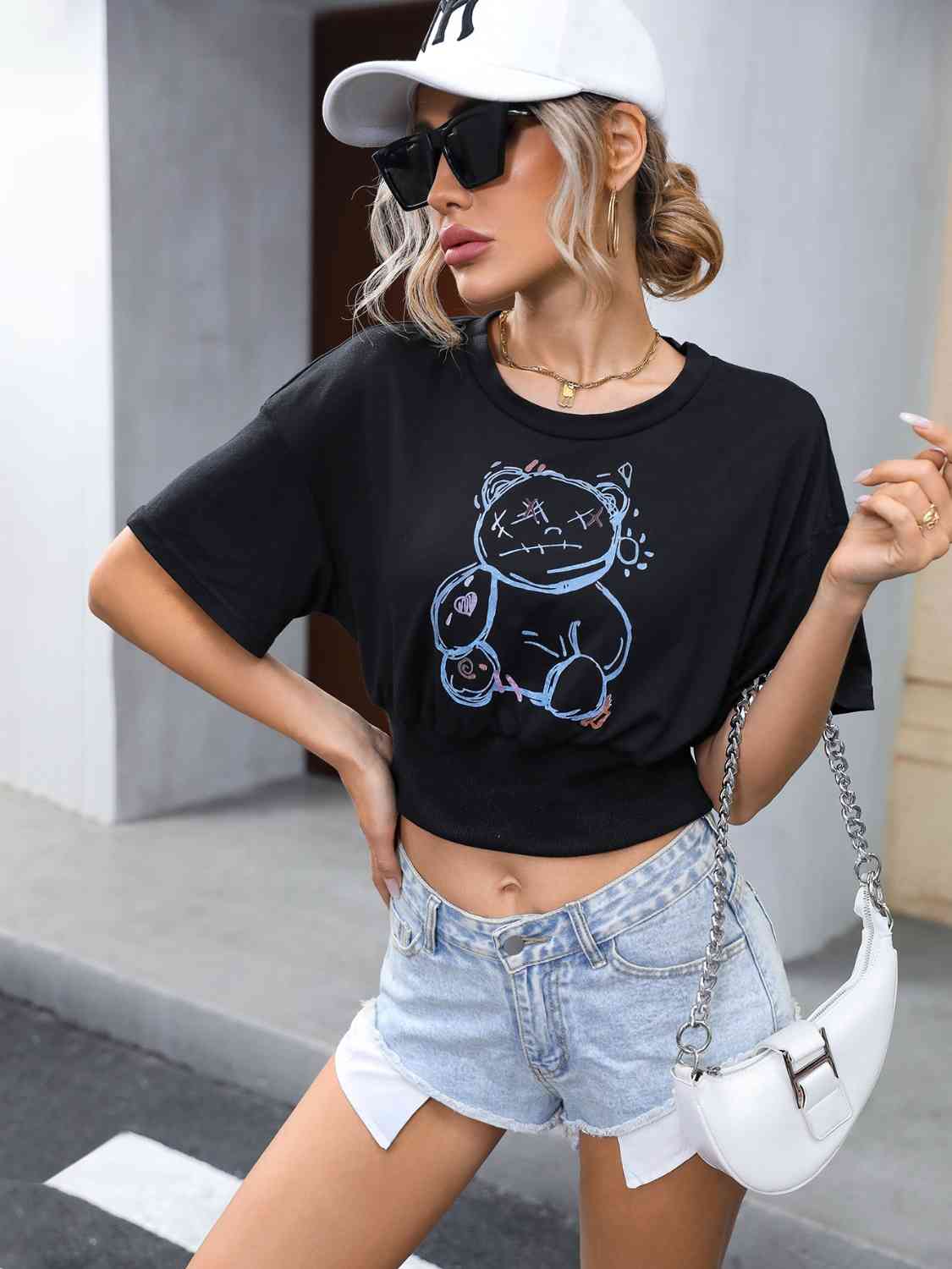 swvws Graphic Round Neck Cropped T-Shirt