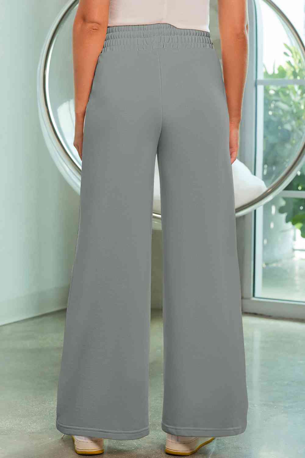 swvws Drawstring Wide Leg Pants with Pockets