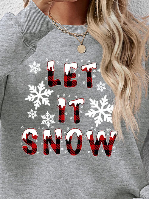 swvws LET IT SNOW Round Neck Long Sleeve Sweatshirt