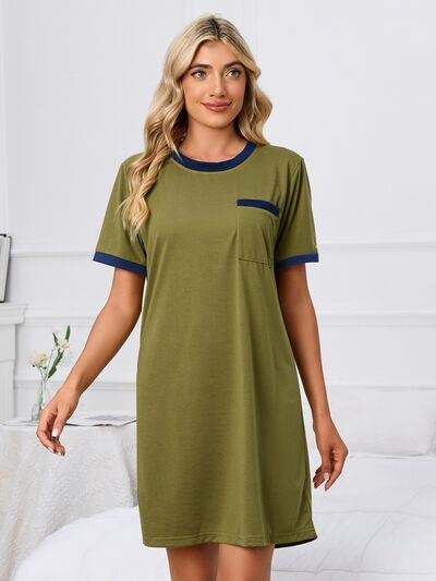 swvws Contrast Trim Round Neck Mini Dress