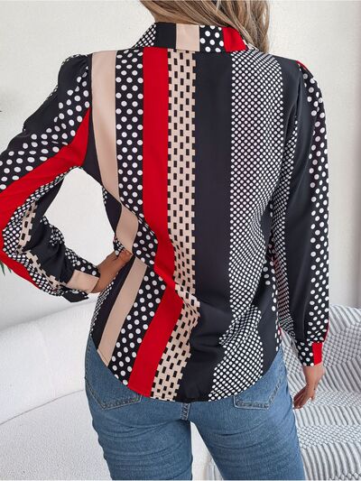 swvws Polka Dot Contrast Long Sleeve Shirt