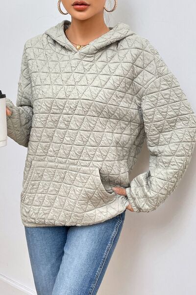 swvws Quilted Long Sleeve Hoodie with Pocket