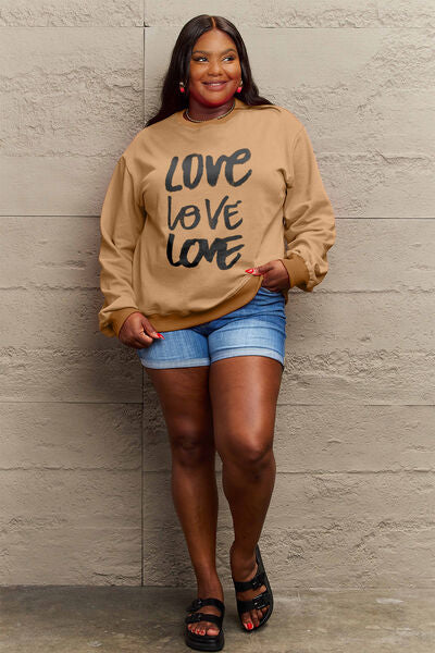 swvws Simply Love Full Size LOVE Round Neck Sweatshirt