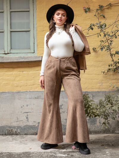 swvws Plus Size Pocketed Flare Pants