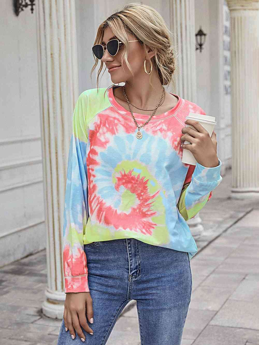 swvws Printed Round Neck Raglan Sleeve Tee