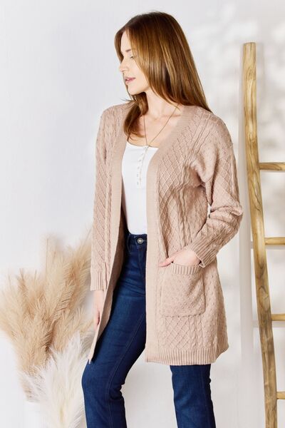 swvws Hailey & Co Full Size Cable-Knit Pocketed Cardigan