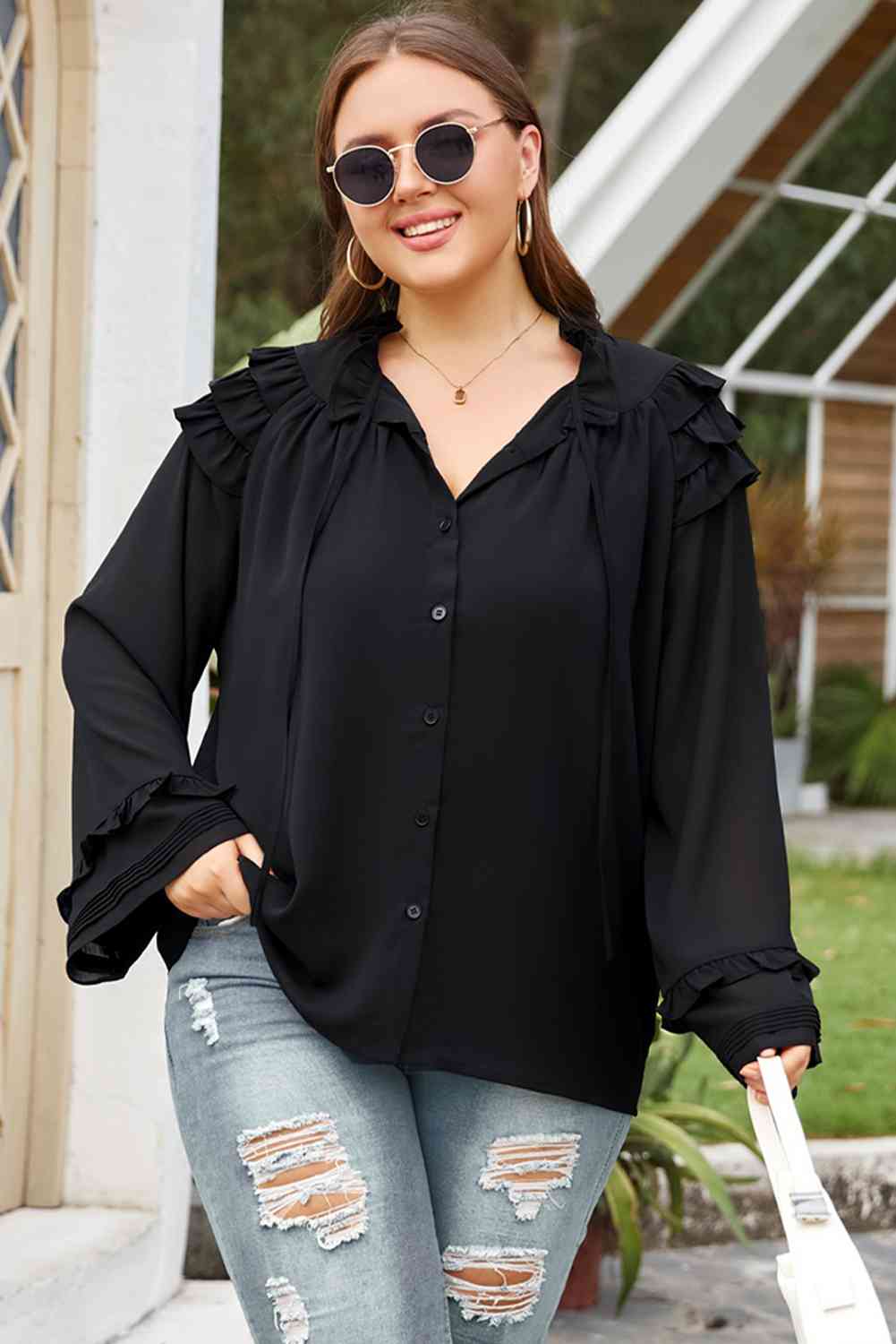 swvws Plus Size Button-Up Shirt