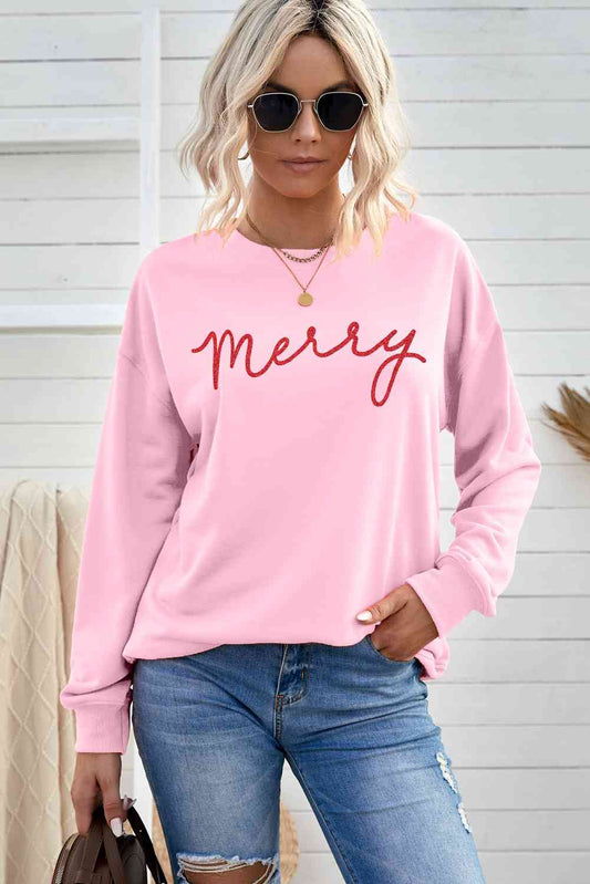 swvws MERRY Graphic Drop Shoulder Sweatshirt