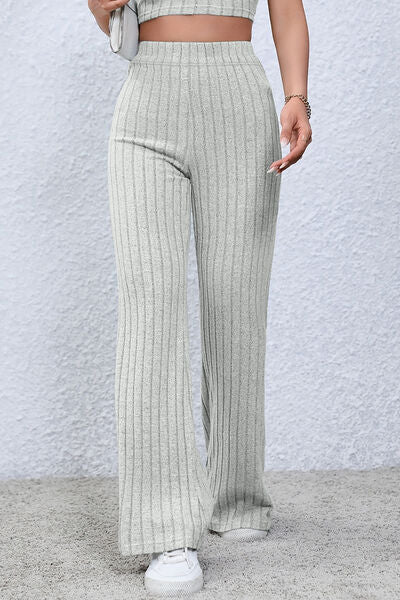 swvws Basic Bae Full Size Ribbed High Waist Flare Pants