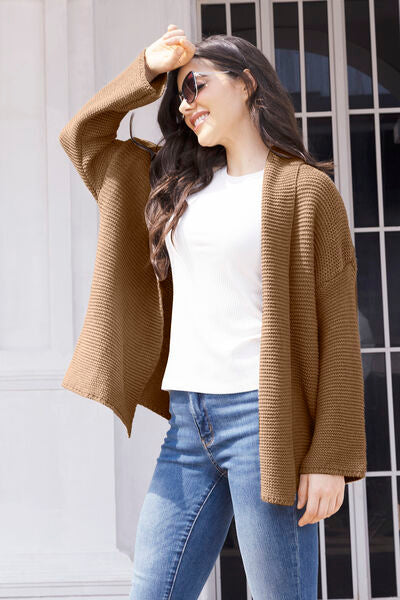 swvws Tied Open Front Long Sleeve Cardigan