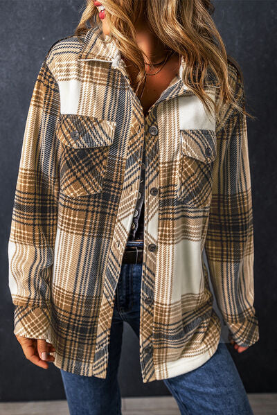 swvws Plaid Pocketed Dropped Shoulder Coat