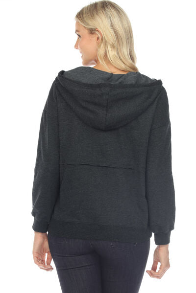 swvws Drawstring Half Zip Dropped Shoulder Hoodie