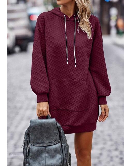 swvws Textured Drawstring Tunic Hoodie