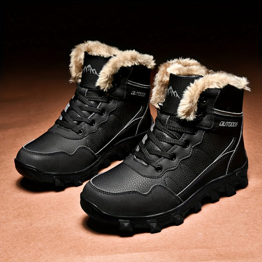 Men's Winter Snow Boots - Waterproof, Anti-Slip & Warm with Plus Velvet Lining for Skiing and Outdoor Activities