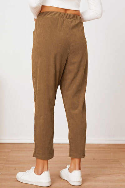 swvws Pocketed Elastic Waist Pants