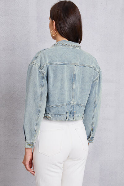 swvws Studded Dropped Shoulder Denim Jacket