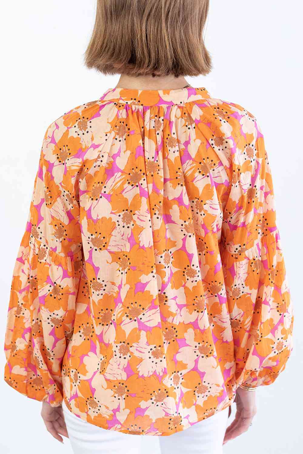 swvws Printed Balloon Sleeve Top