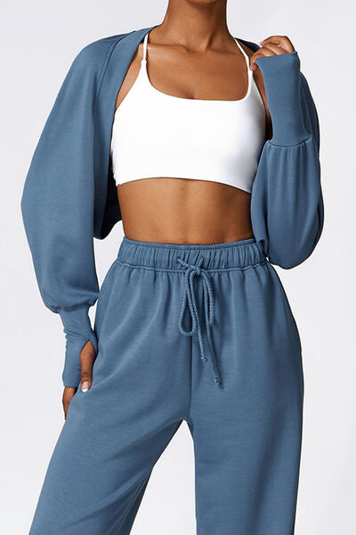 swvws Open Front Long Sleeve Cropped Active Outerwear