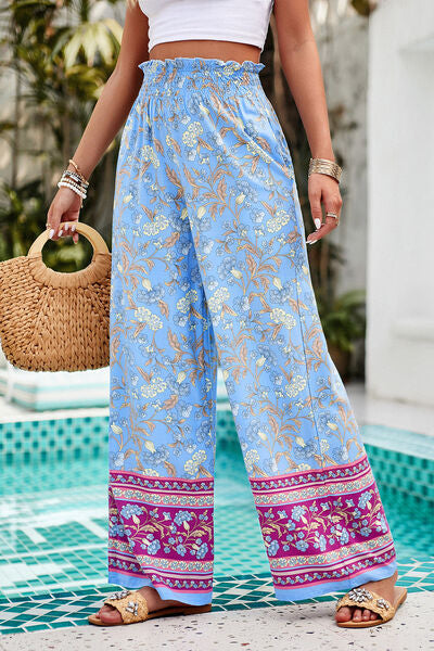 swvws Printed High Waist Wide Leg Pants