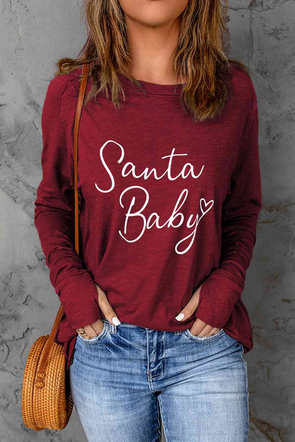 swvws SANTA BABY Graphic Long Sleeve T-Shirt