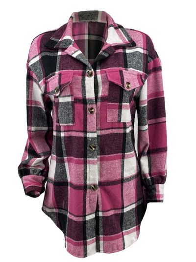 swvws Plaid Button Up Dropped Shoulder Jacket