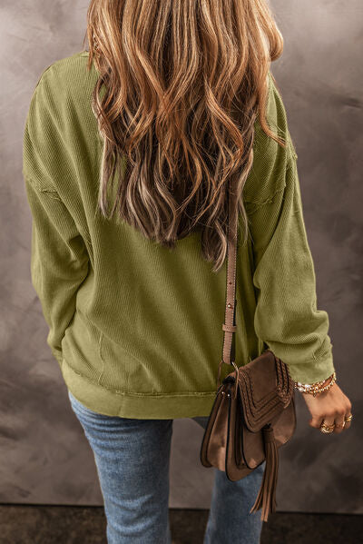 swvws Round Neck Dropped Shoulder Sweatshirt