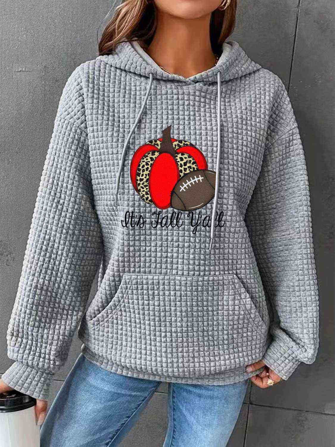 swvws Fall Graphic Hoodie with Front Pocket