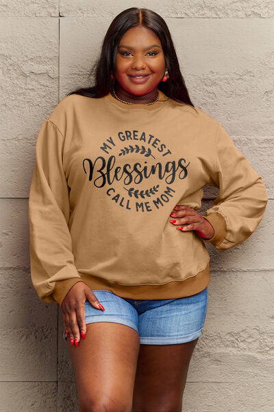 swvws Simply Love Full Size MY GREATEST BLESSINGS CALL ME MOM Round Neck Sweatshirt