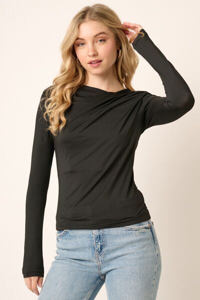 swvws Mittoshop Ruched Long Sleeve Slim Top