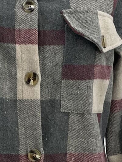 swvws Plaid Button Up Dropped Shoulder Jacket