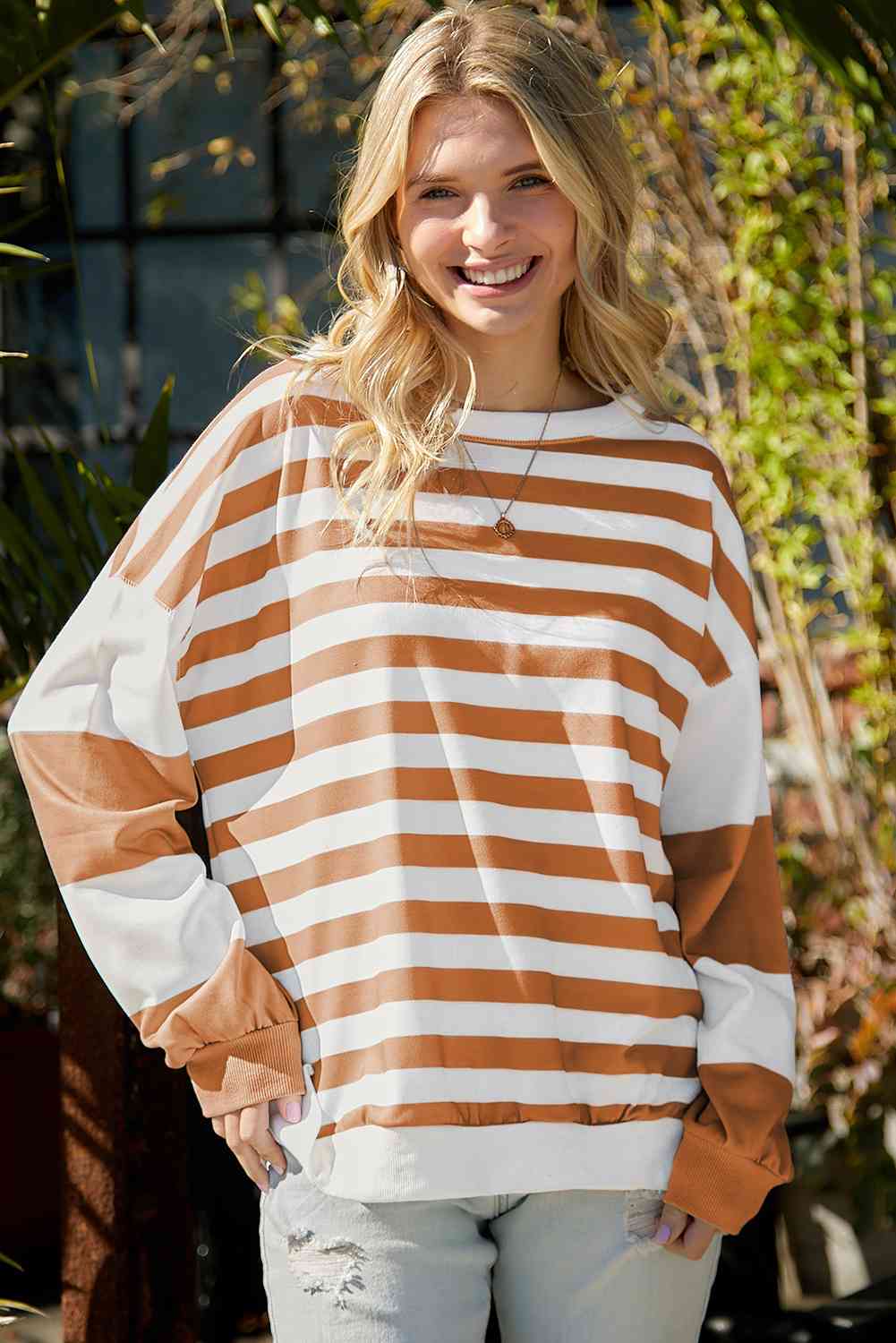 swvws Striped Dropped Shoulder Sweatshirt