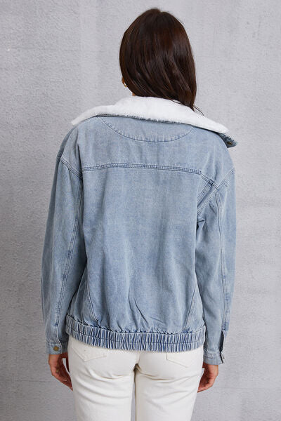 swvws Snap Down Collared Neck Denim Jacket