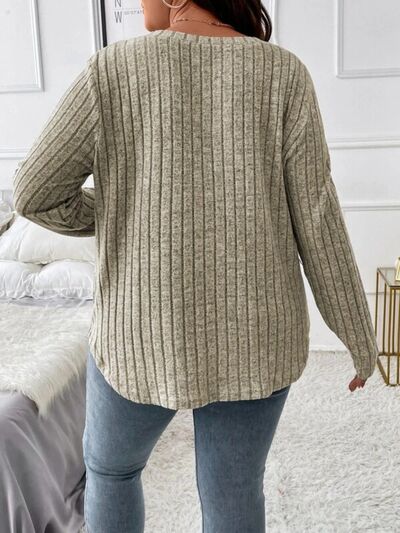 swvws Plus Size V-Neck Long Sleeve T-Shirt