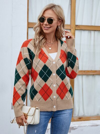 swvws Plaid Contrast Button Up Cardigan