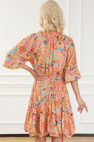 swvws Printed Smocked Frill Tiered Dress