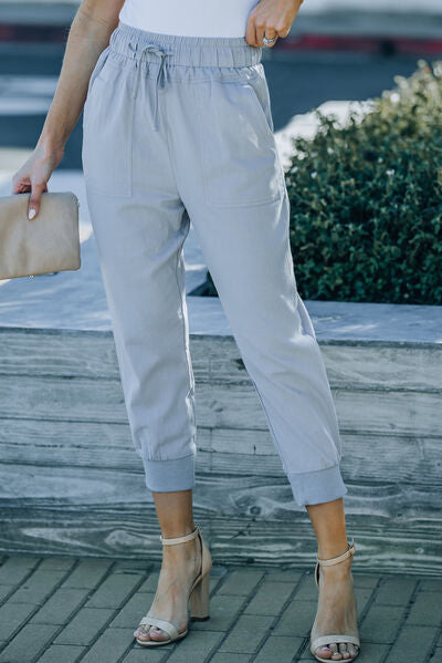 swvws Drawstring Pocketed Cropped Pants