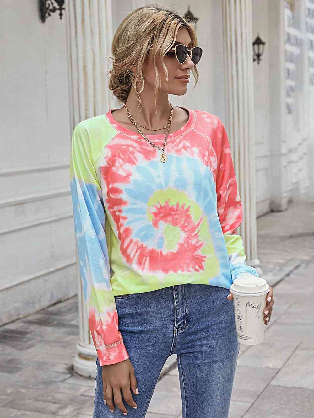 swvws Printed Round Neck Raglan Sleeve Tee